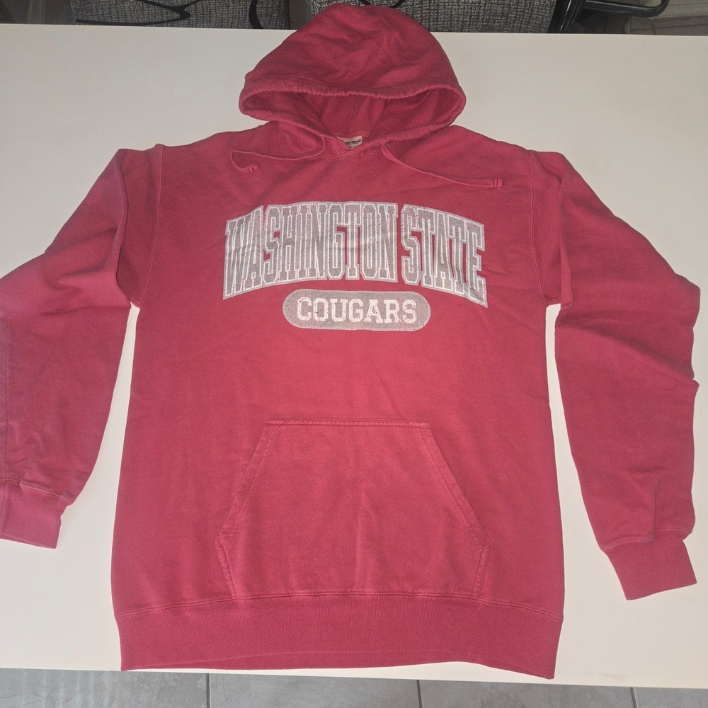 ComfortWash Hanes Washington State Cougars Hoodie Mens Medium Crimson Red WSU